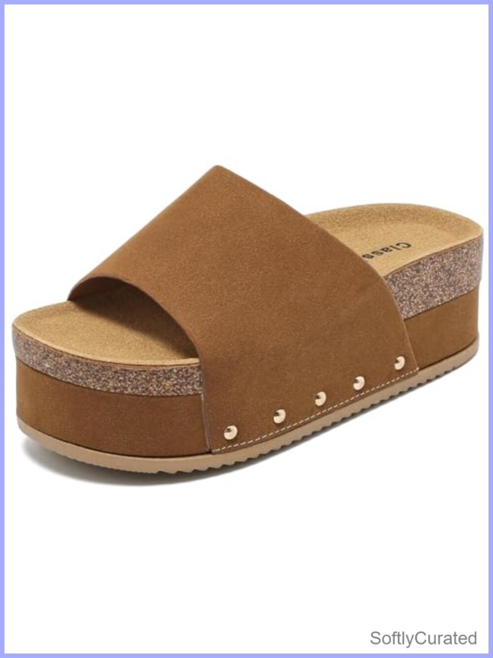 Suede Platform Sandals Cork Footbed Wedge Open Toe Ankle Strap